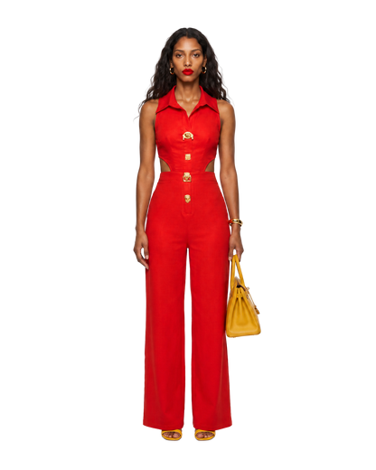 Sleeveless Collared Jumpsuit