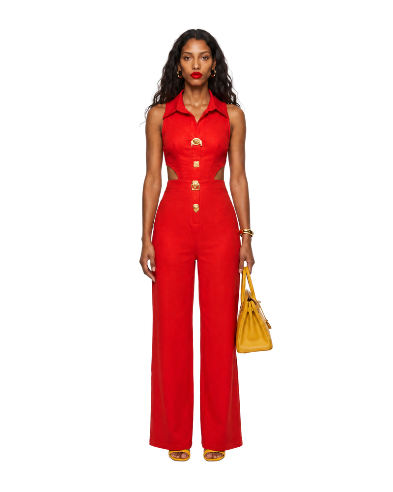 Sleeveless Collared Jumpsuit