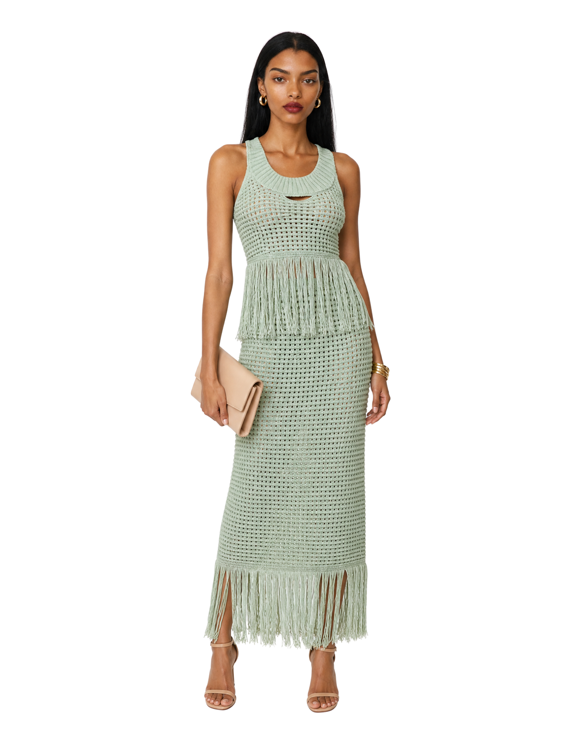 Crochet Fringe Skirt Set