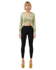 Satin Crop Blouse with Button Accents