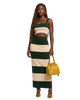 Stripe Color Knit Maxi Skirt Set