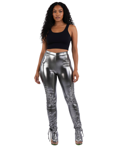 Metallic Ruched Leggings