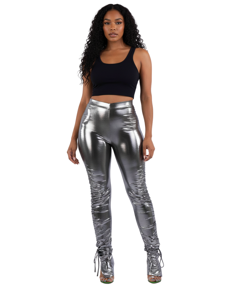 Metallic Ruched Leggings