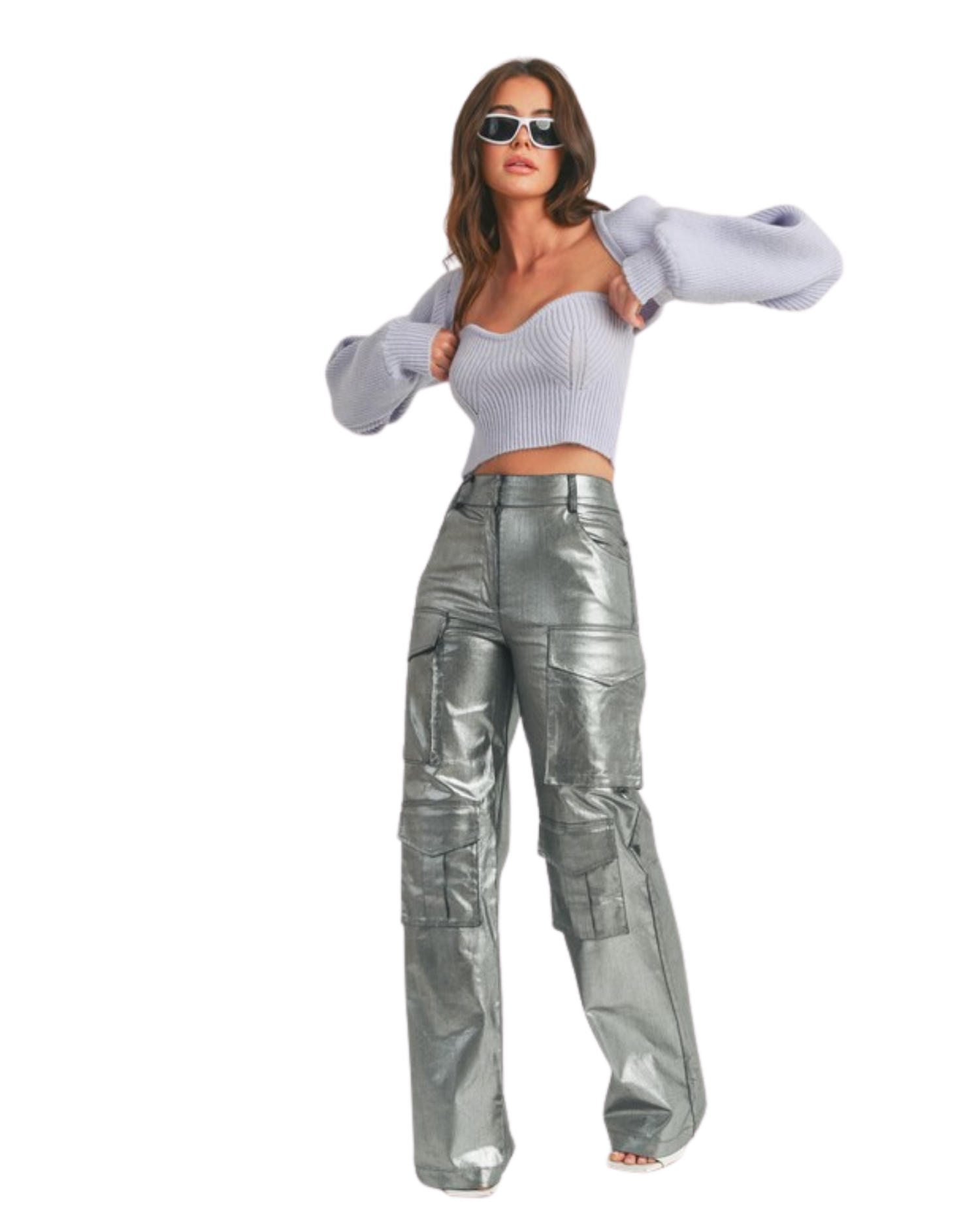 Metallic Cargo Pants