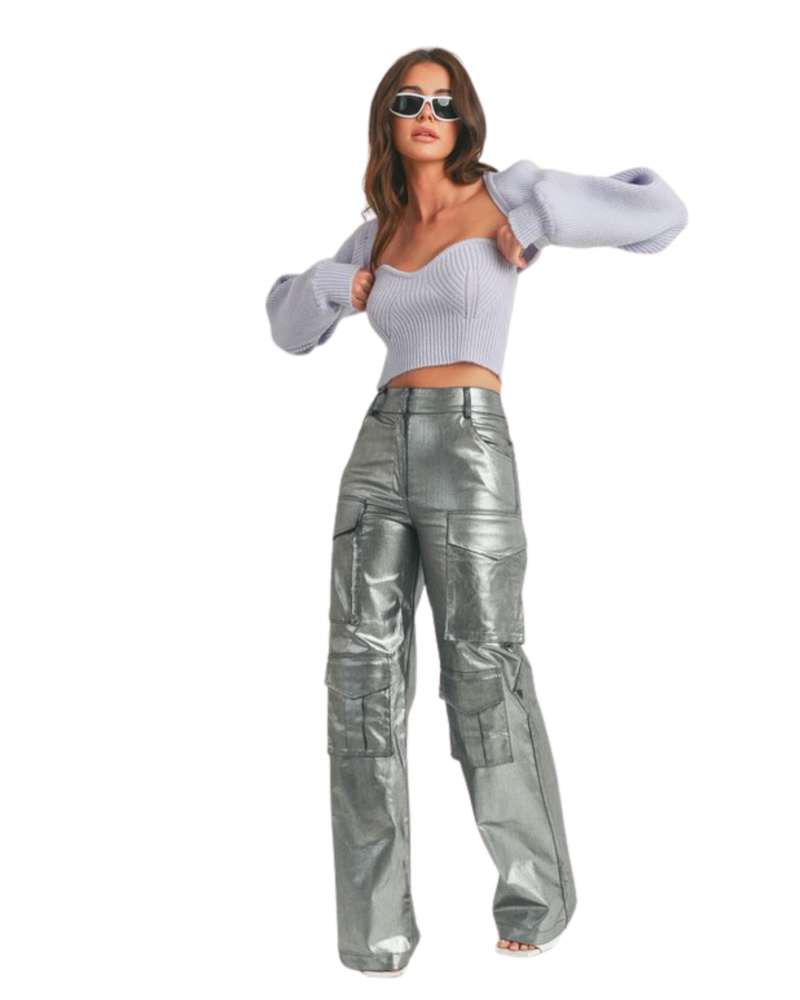 Metallic Cargo Pants