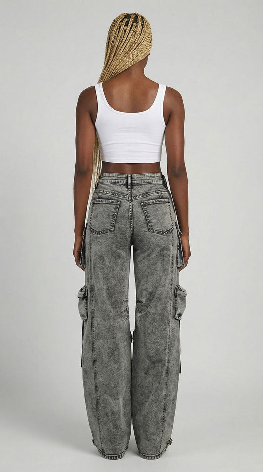 Acid Black Cargo Jeans