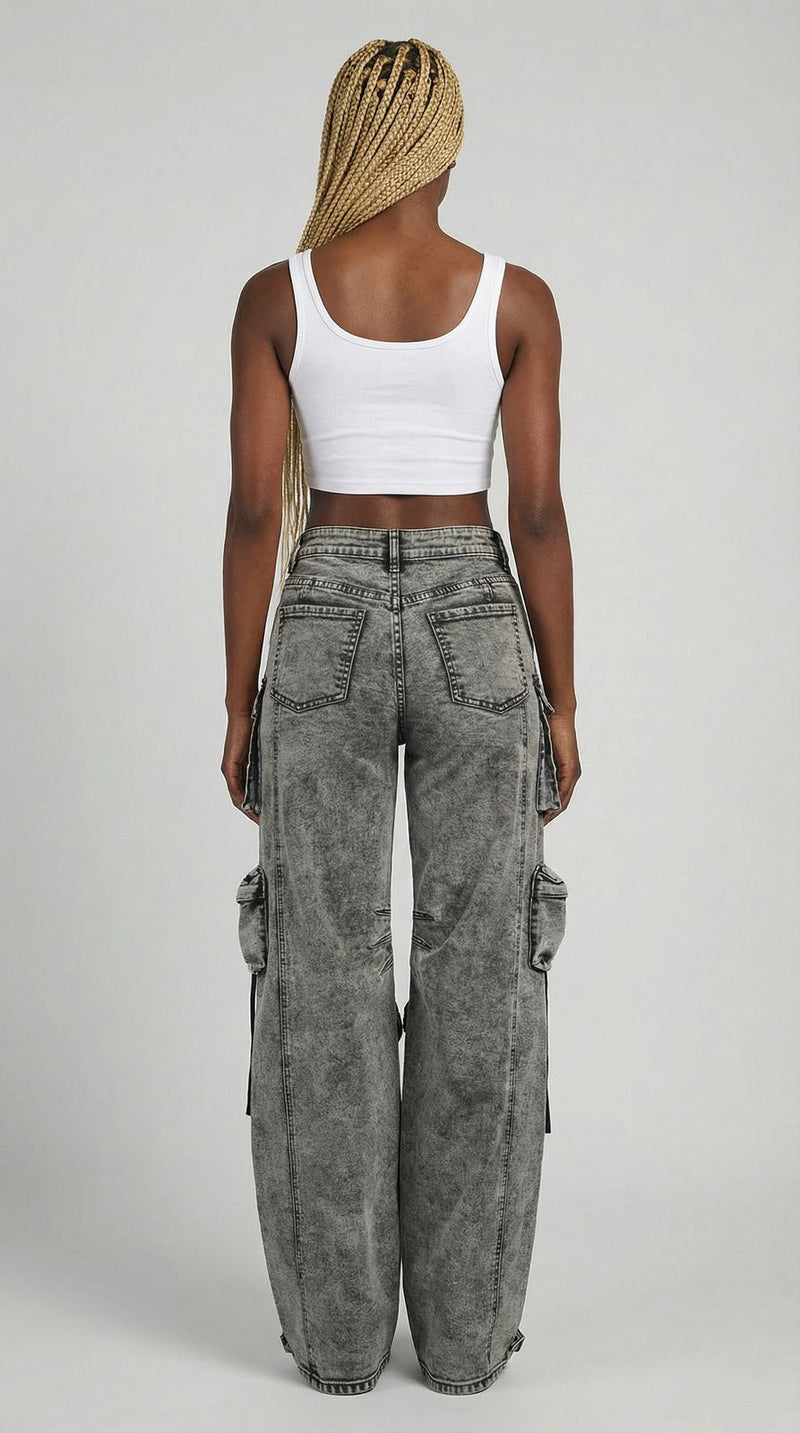 Acid Black Cargo Jeans