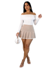 High-Waisted Pleated Mini Skirt with Contrast Hem