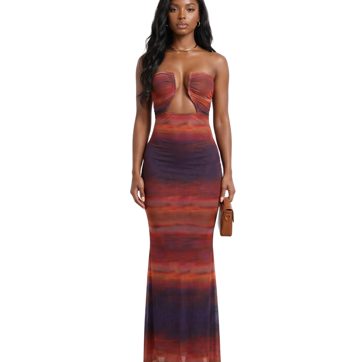 Abstract Sleeveless Maxi Dress