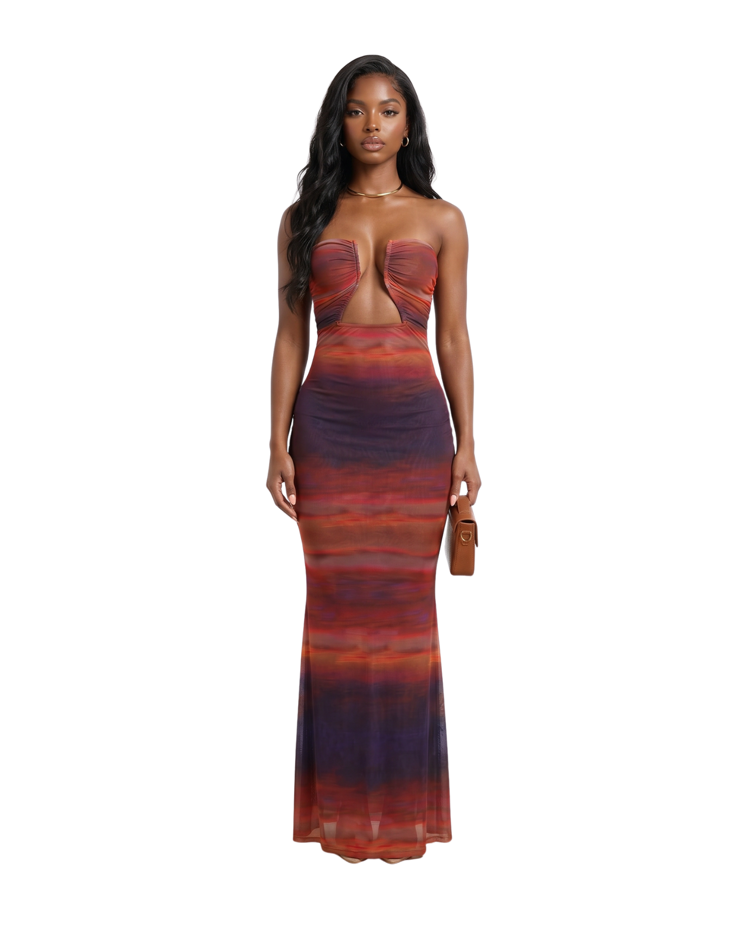 Abstract Sleeveless Maxi Dress