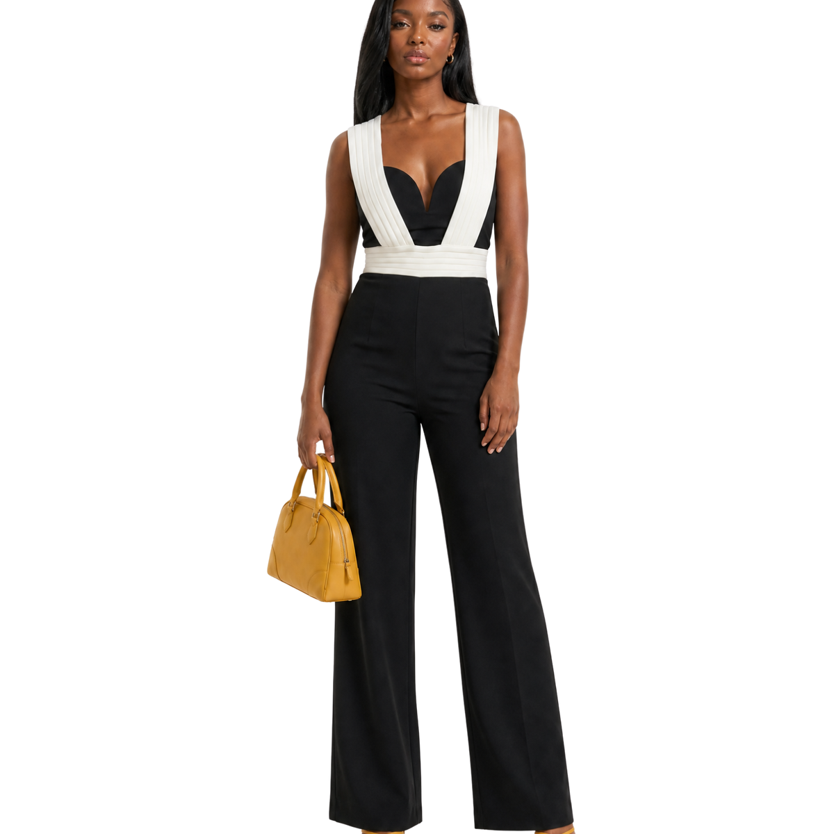 Pleated Strap Sweetheart Jumpsuit