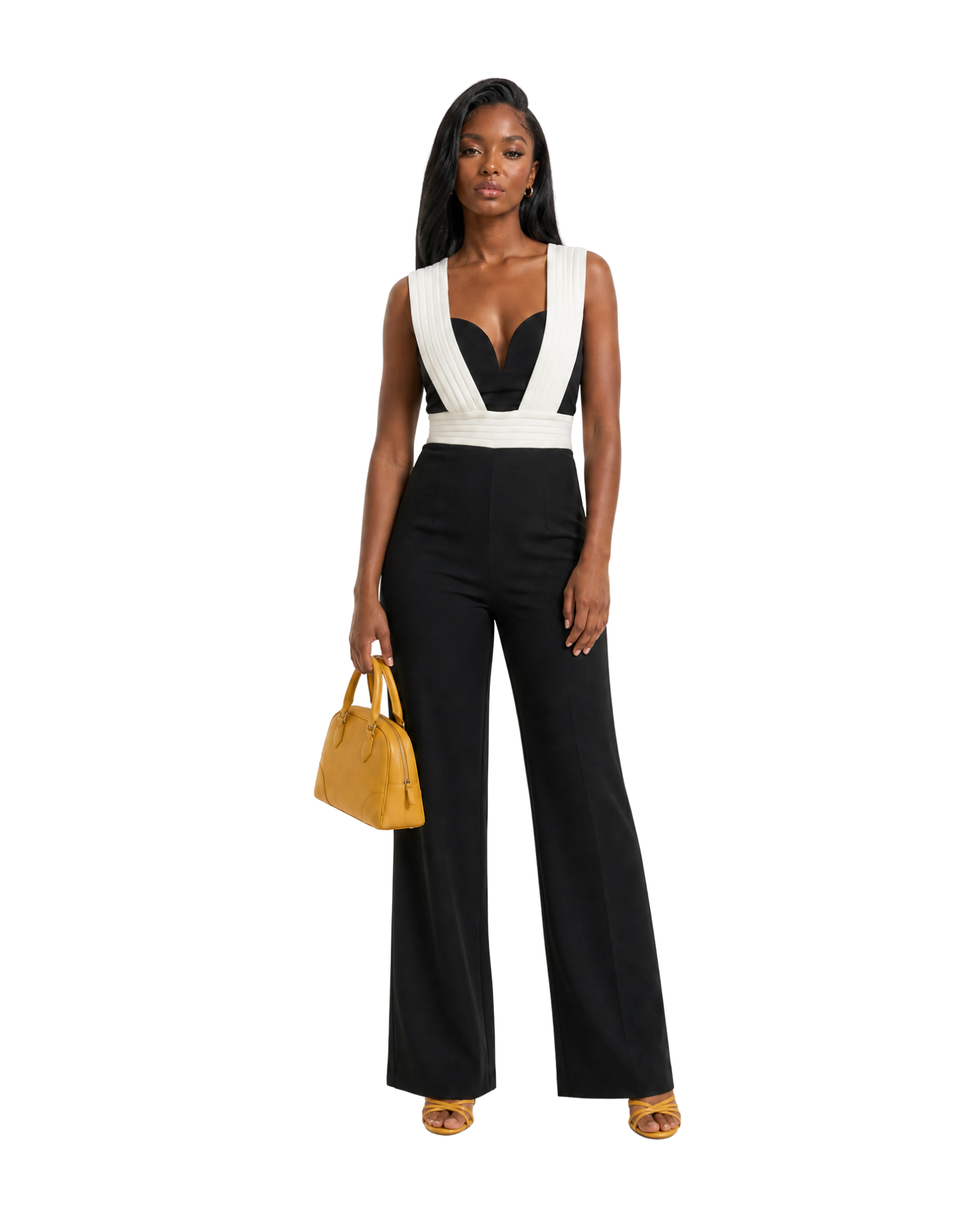 Pleated Strap Sweetheart Jumpsuit