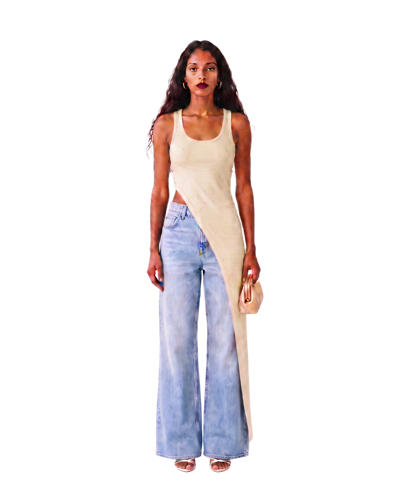 Asymmetrical Draped Long Tank Top