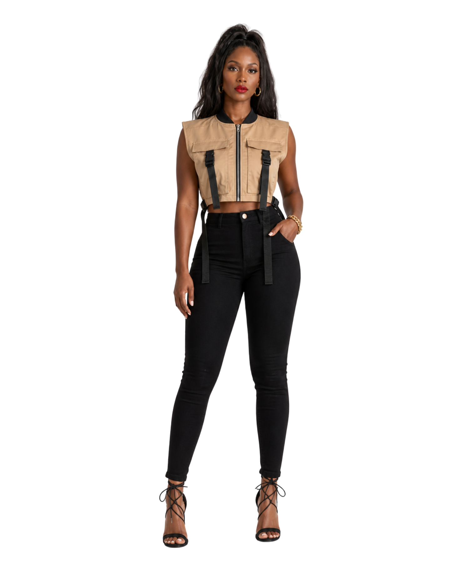 Zip Up Vest Top