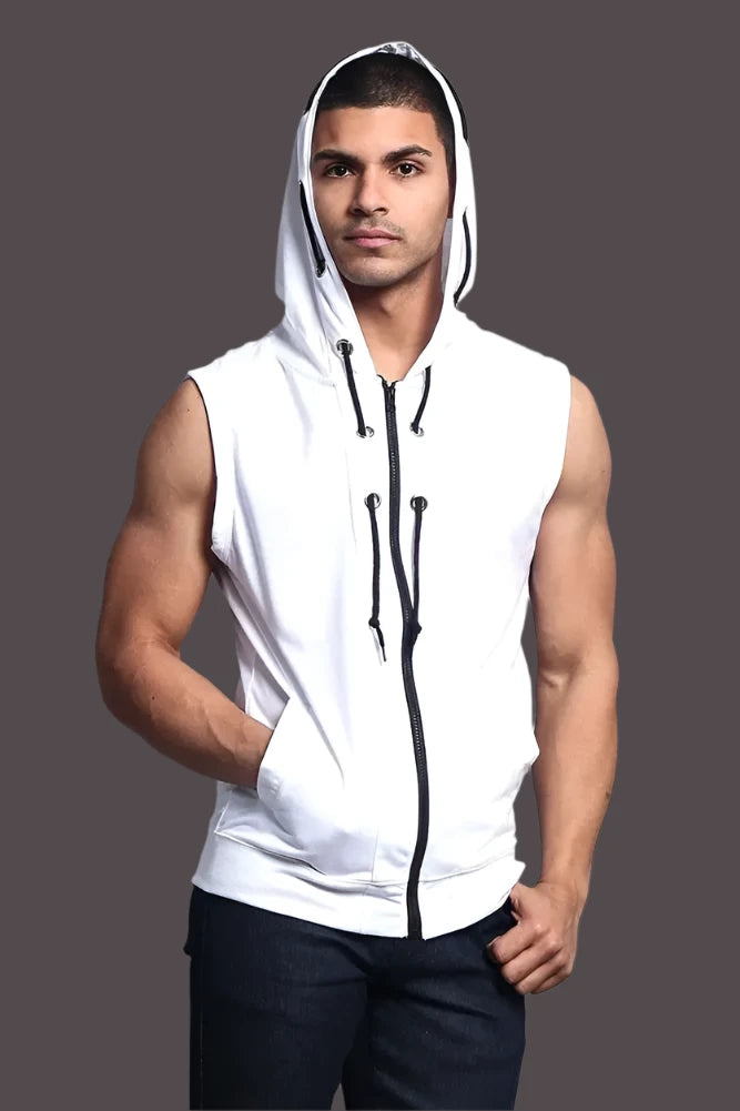 Sleeveless Eyelet Hoodie