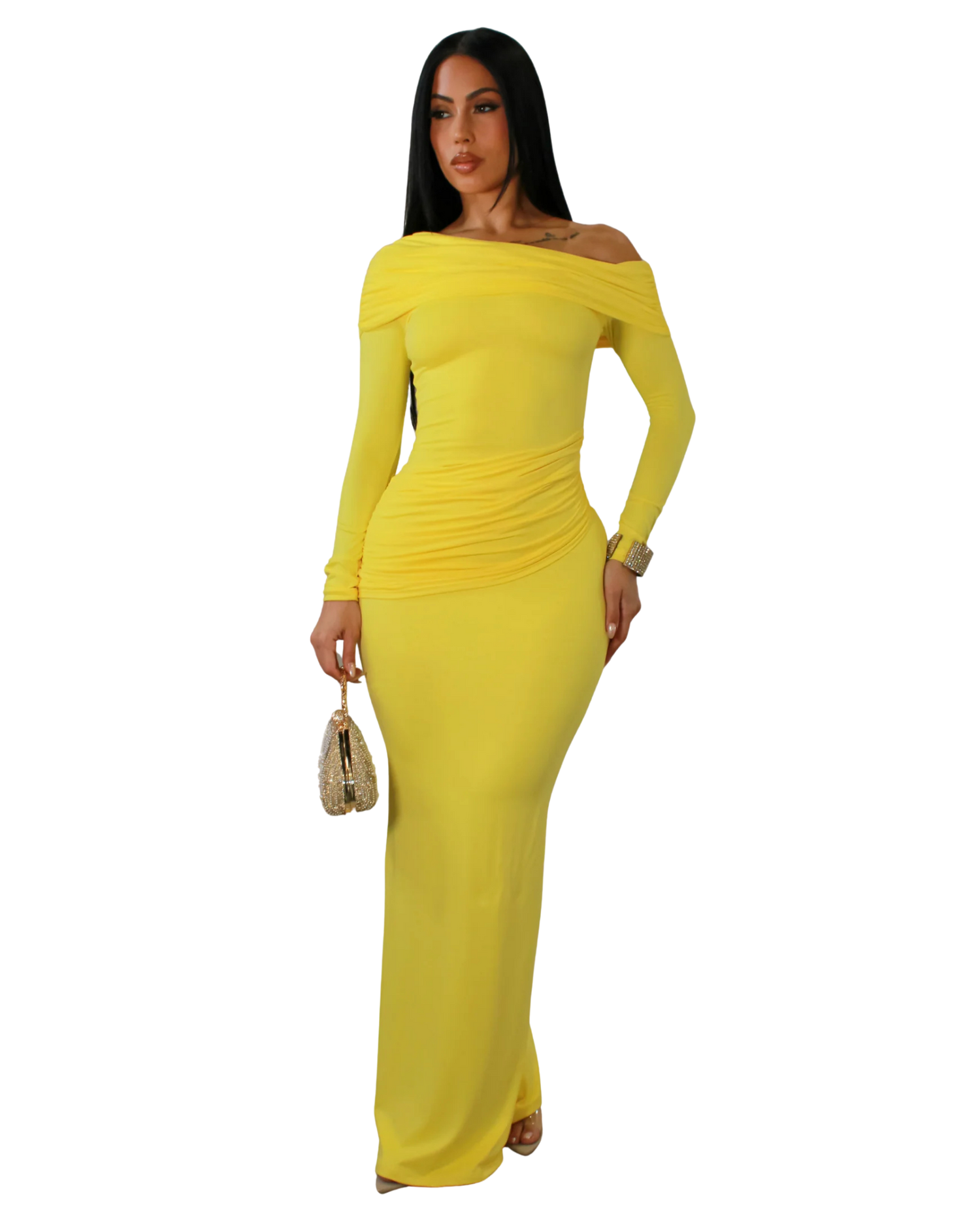 Off Shoulder Fitted Maxi