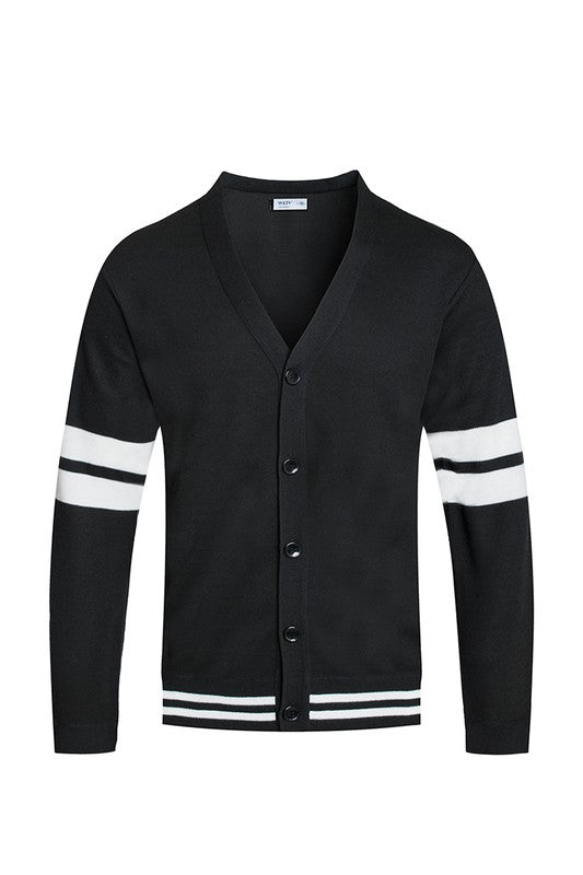 Weiv Mens Two Stripe Button Cardigan