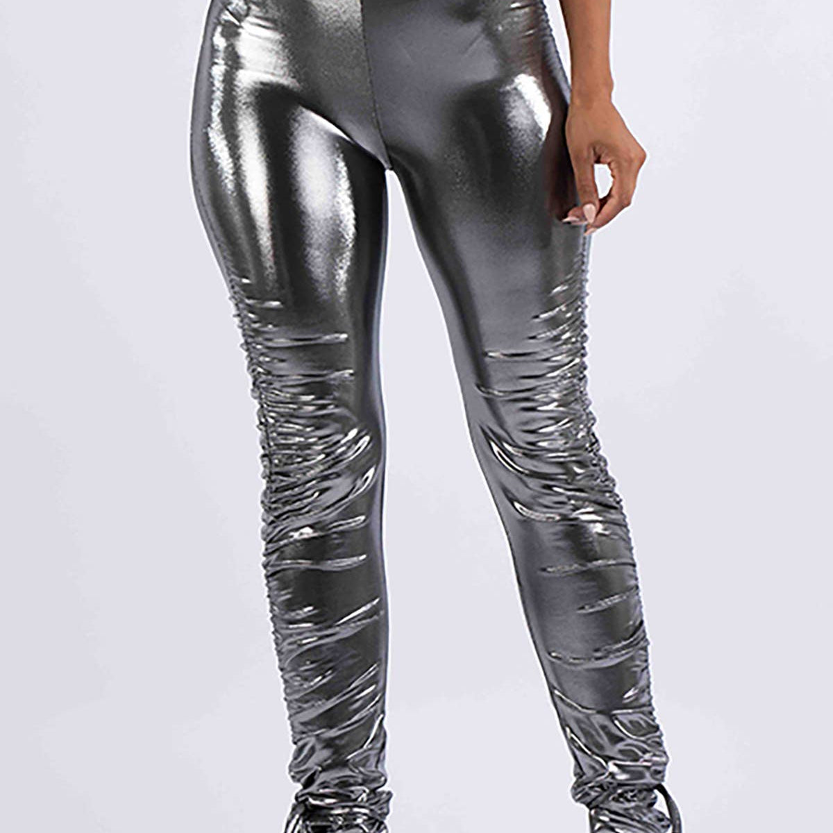 Metallic Ruched Leggings