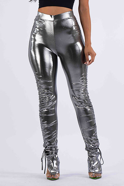 Metallic Ruched Leggings