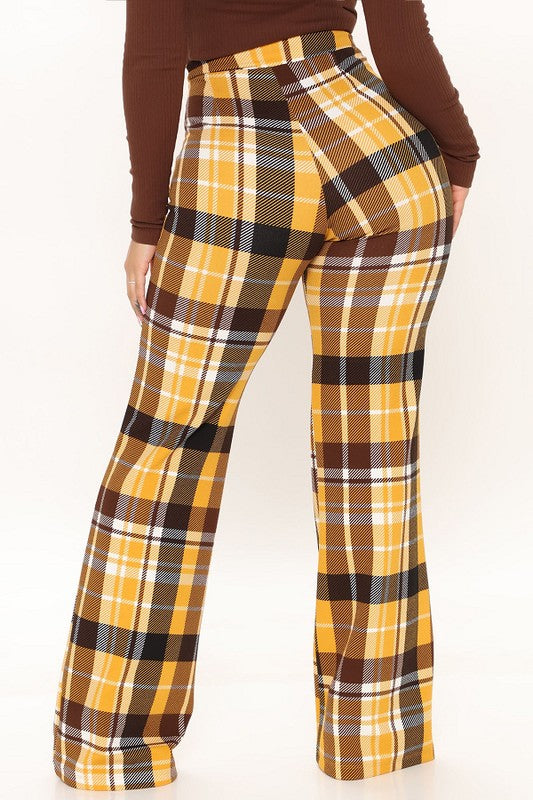 GISELLE PLAID HIGH WAISTED PANTS