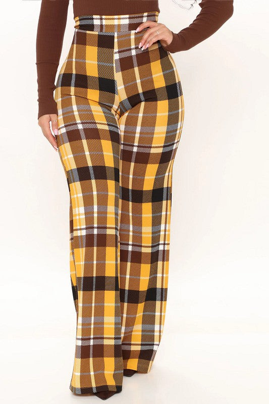 GISELLE PLAID HIGH WAISTED PANTS