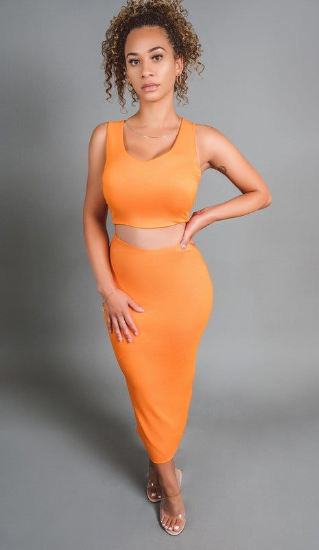 Just Peachy 2 piece skirt set