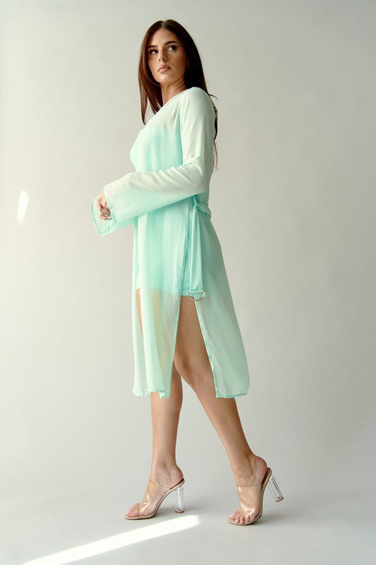 Mint Romper and Cardigan Set