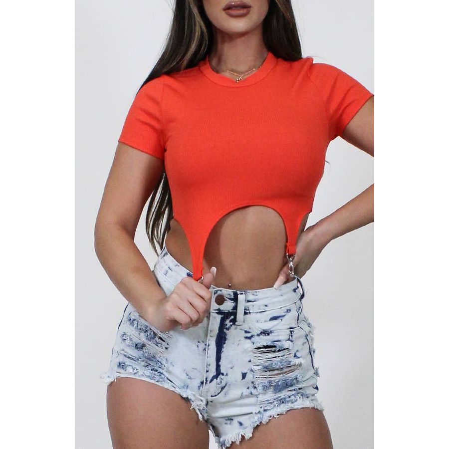 ORANGE BUCKLE BOTTOM TOP