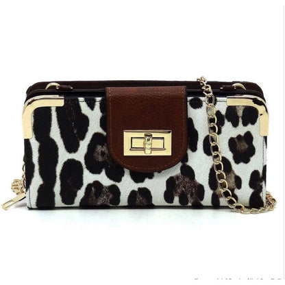 Snow Leopard Print - Crossbody Wallet